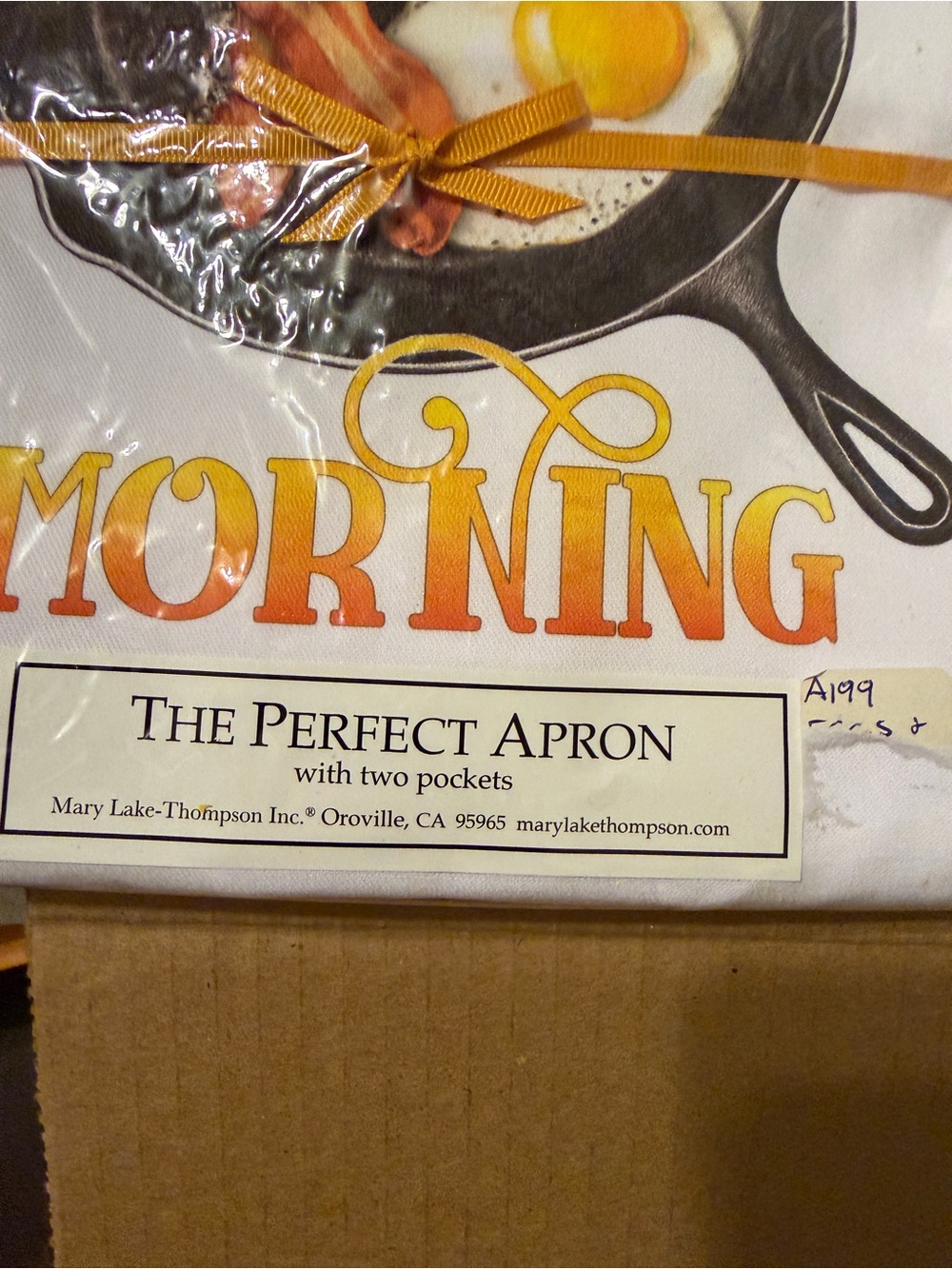 Good Morning Breakfast Apron with Skillet Graphic - Yellow & Orange Accents